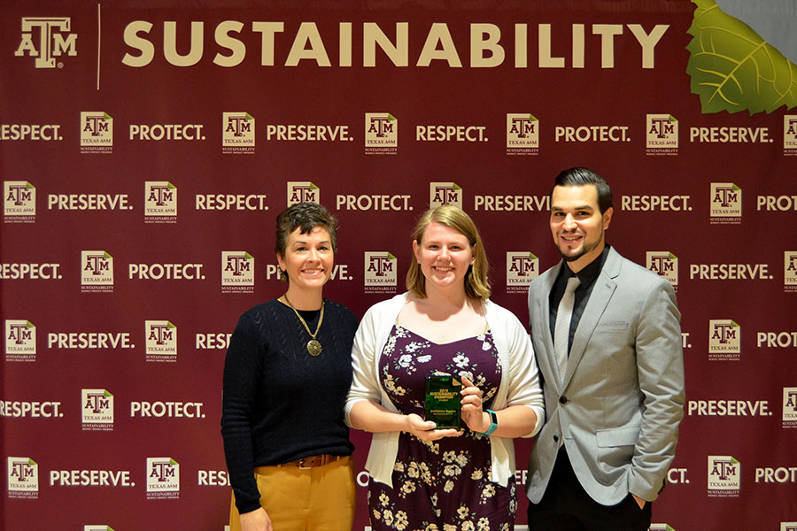 Kristianna Bowles accepts the Sustainability Champion Award.